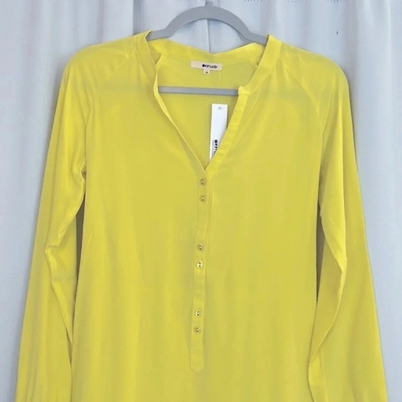 NEW LaMade Yellow Silk Long Sleeve Button Dress Size XS - Picture 4 of 7